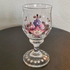 Vintage Artisanal European Hand-Painted Cordial Glass